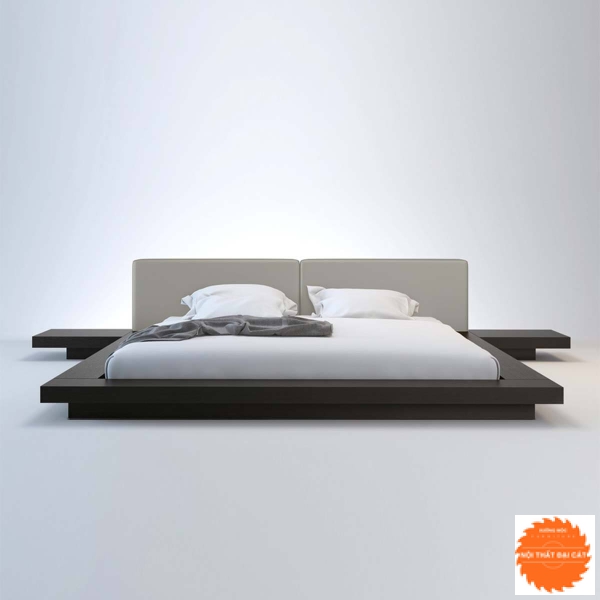 Giường ngủ bệt gỗ tone xám G051
