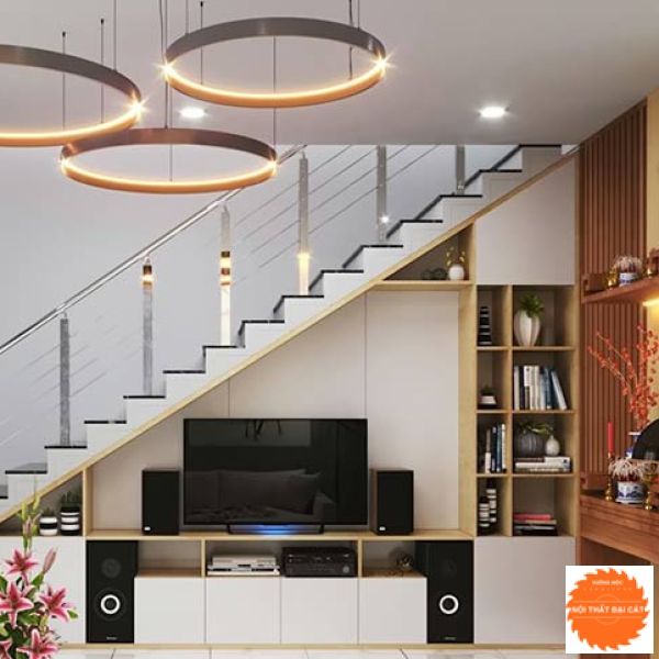 Gầm cầu thang làm kệ tivi GCT027