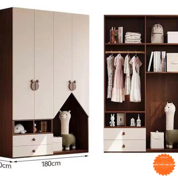 Tủ áo quần trẻ em bằng gỗ công nghiệp TTE069