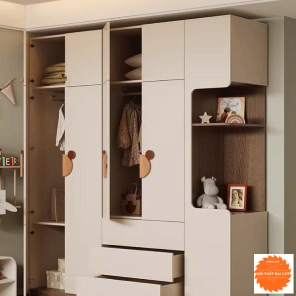 Tủ áo quần trẻ em bằng gỗ công nghiệp TTE072