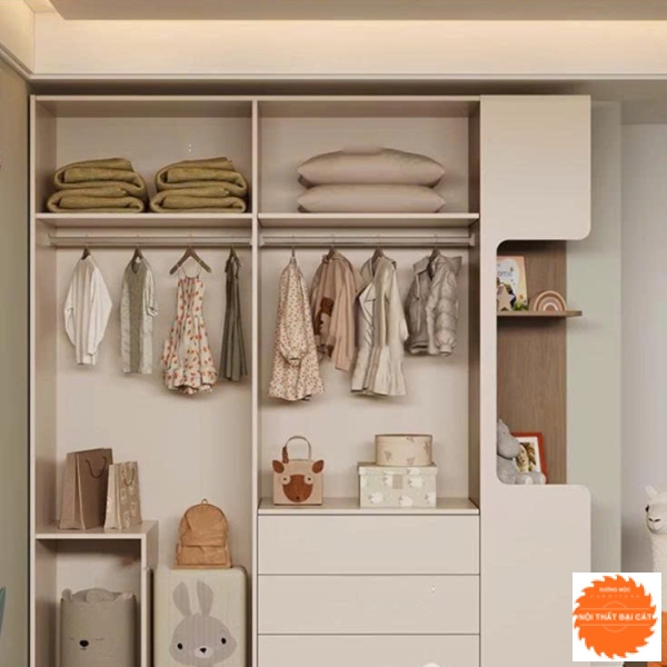 Tủ áo quần trẻ em bằng gỗ công nghiệp TTE072