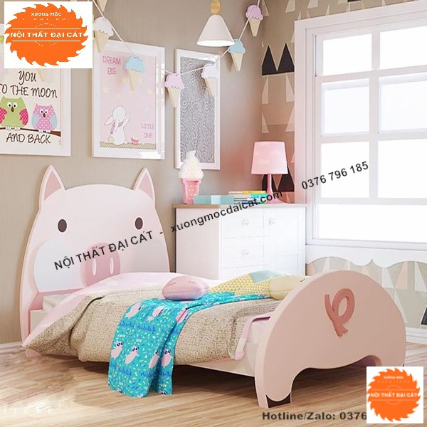 Giường ngủ cho bé hình heo hồng MS0013