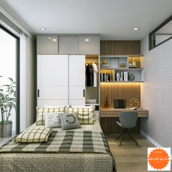 Giường ngủ kết hợp tủ áo quần - bàn làm việc G074