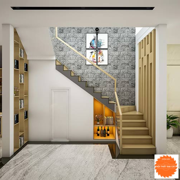 Gầm cầu thang thiết kế tiện lợi GCT034