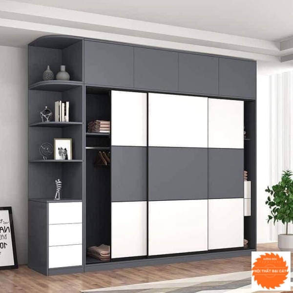 Tủ áo quần gỗ thiết kế cửa lùa TA006