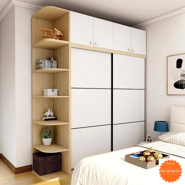 Tủ áo quần cửa lùa kết hợp kệ trang trí TA022