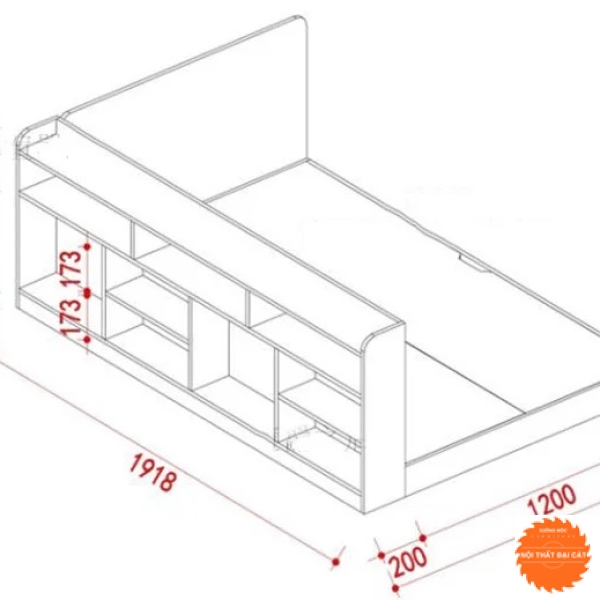 Giường cho bé kết hợp kệ sách