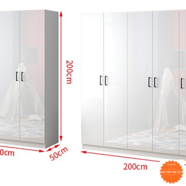 Tủ quần áo trắng phủ melamine TA034