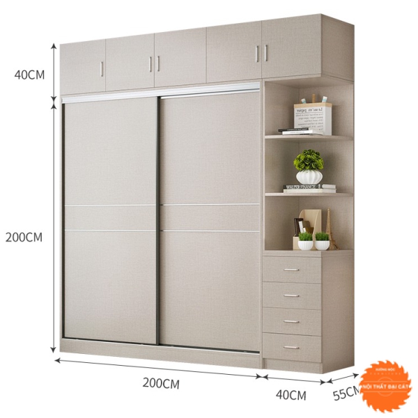 Tủ áo quần cửa lùa gỗ MDF TA030