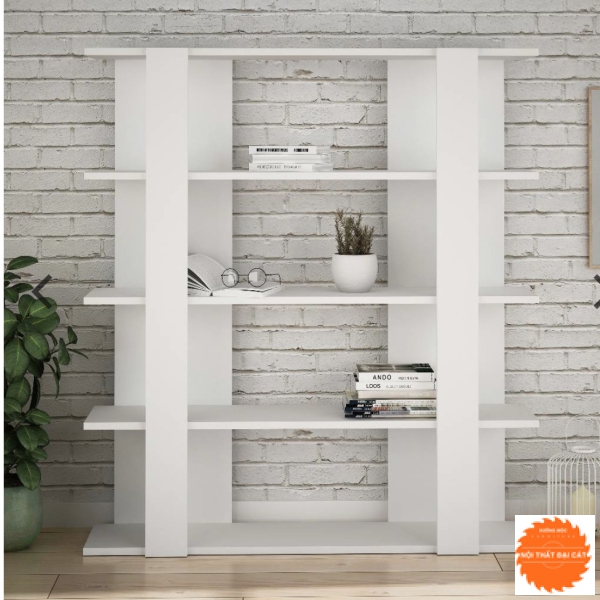 Kệ sách tone trắng hiện đại KS008
