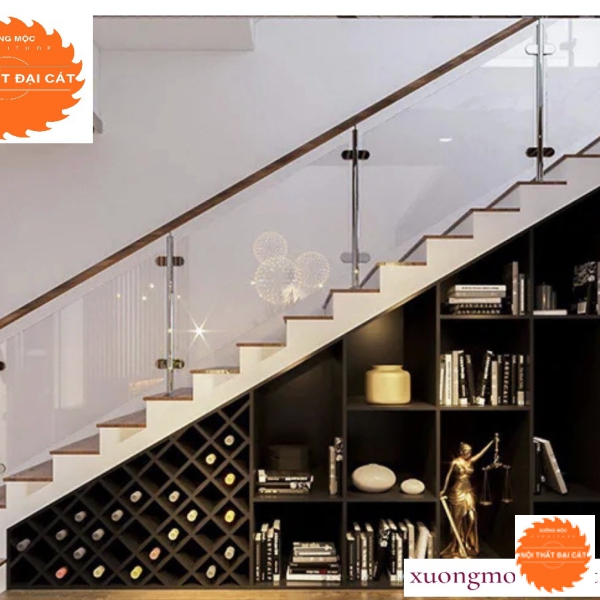 Gầm cầu thang trang trí kết hợp tủ rượu GCT006