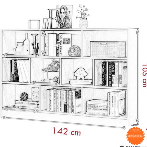 Kệ sách màu trắng cho gia đình KS012