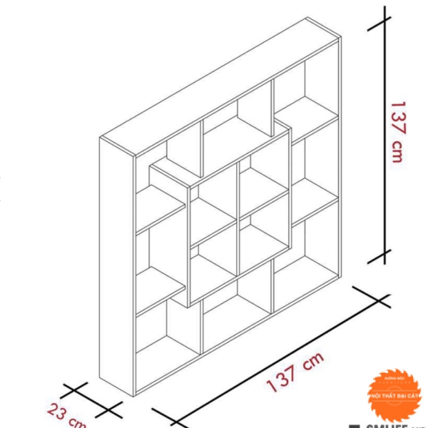 Kệ sách phong cách hiện đại KS014