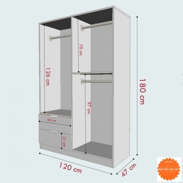 Tủ quần áo gỗ công nghiệp TA038