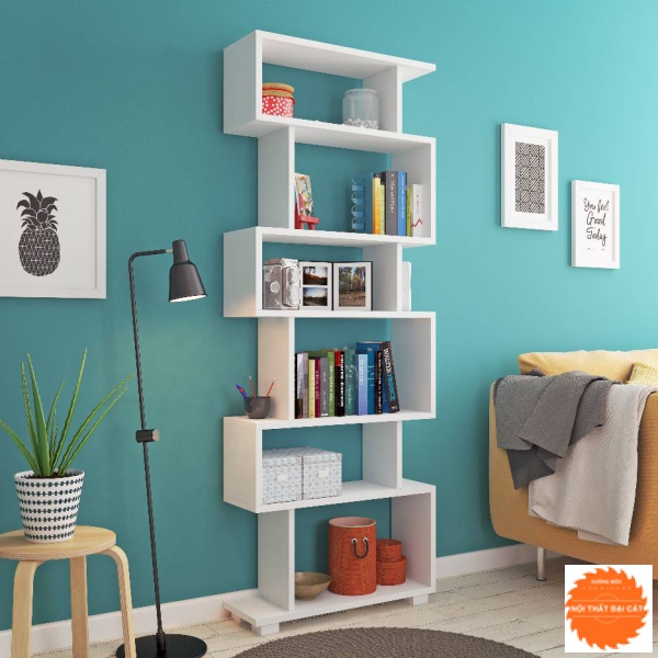 Kệ sách gỗ màu trắng đẹp KS021