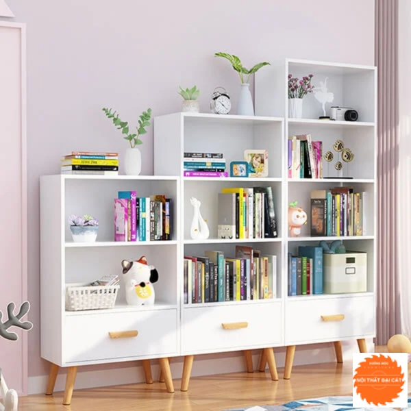 Kệ sách hiện đại đẹp bằng gỗ KS027