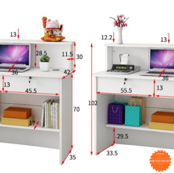 Quầy lễ tân gỗ nhỏ gọn QLT008