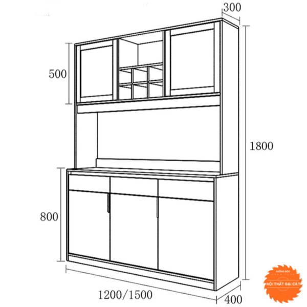 Tủ bếp hiện đại gỗ công nghiệp TBN016
