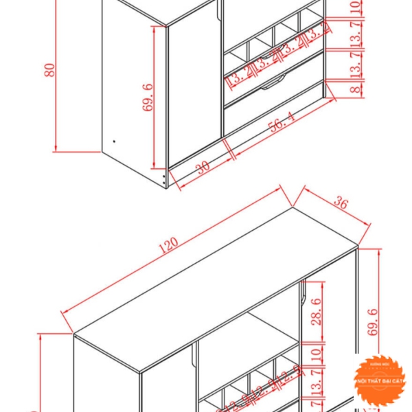 Tu bếp gỗ đa năng TBN040