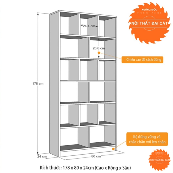 Kệ sách gia đình bằng gỗ công nghiệp KS039