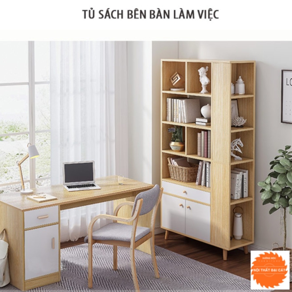 Kệ sách bằng gỗ tại nhà thiết kế đẹp KS043