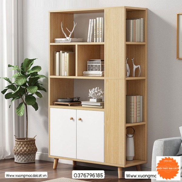 Kệ sách bằng gỗ tại nhà thiết kế đẹp KS043