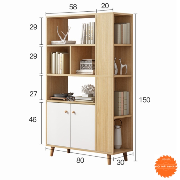 Kệ sách bằng gỗ tại nhà thiết kế đẹp KS043
