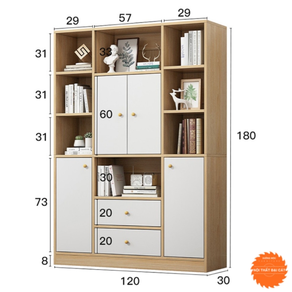 Tủ sách thiết kế nhiều ngăn hiện đại KS044
