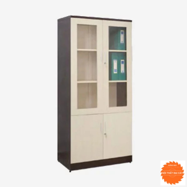 Tủ hồ sơ khung gỗ cánh kính THS021