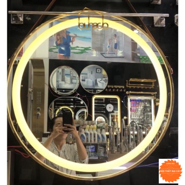 Gương đèn led mạ vàng