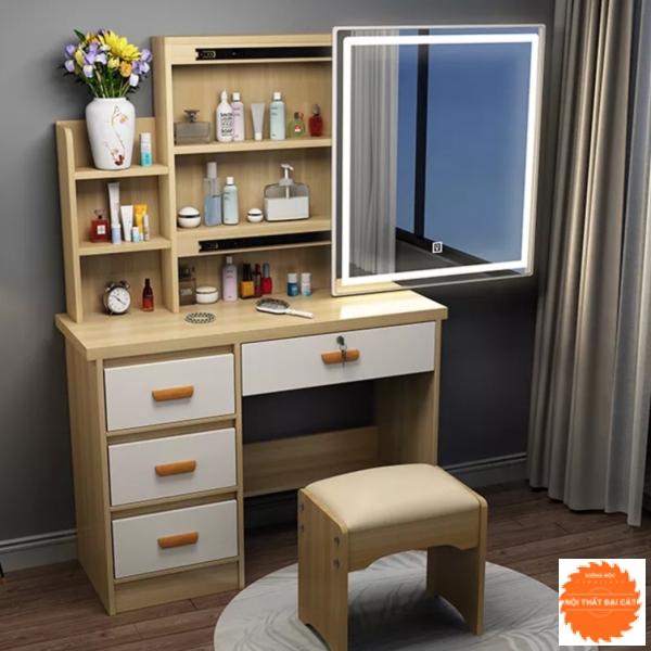Gương đèn led cảm ứng thiết kế cùng bàn trang điểm