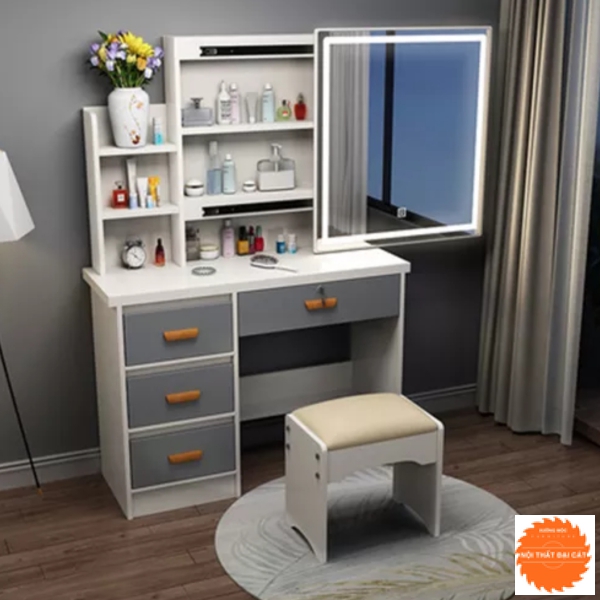 Gương đèn led cảm ứng thiết kế cùng bàn trang điểm