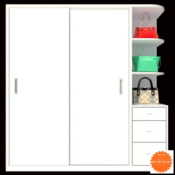 Tủ áo quần cửa lùa tone trắng TA055