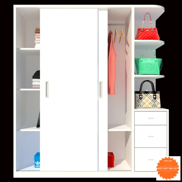 Tủ áo quần cửa lùa tone trắng TA055