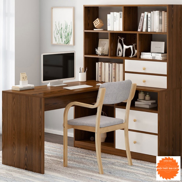 Bàn làm việc kết hợp tủ sách hiện đại BLV018
