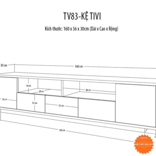 Kệ tivi bằng gỗ đẹp KTV146