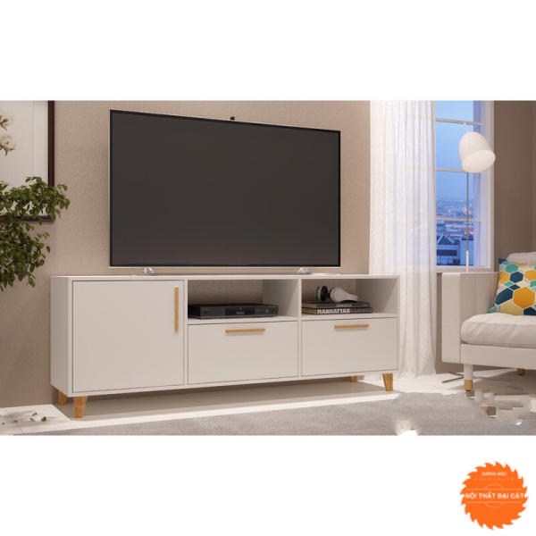 Kệ tivi trắng thiết kế các hộc tủ KTV157