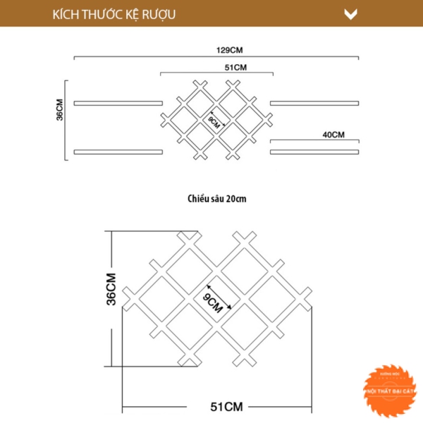 Kệ rượu treo tường thiết kế nhỏ gọn TR017