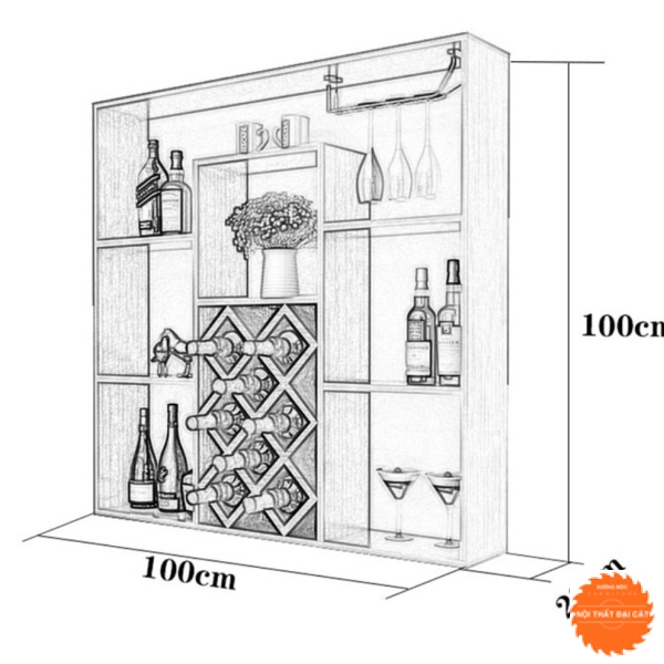 Tủ rượu ốp vách trắng thiết kế sang trọng TR019