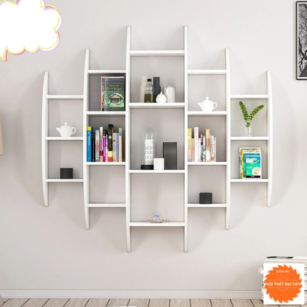 Kệ gỗ trang trí thiết kế hiện đại KTT017