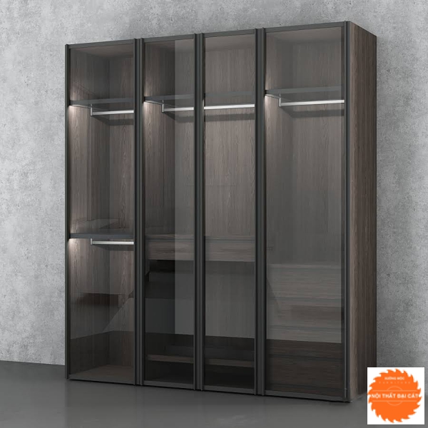 Tủ áo quần gỗ cánh kính cường lực TANK082