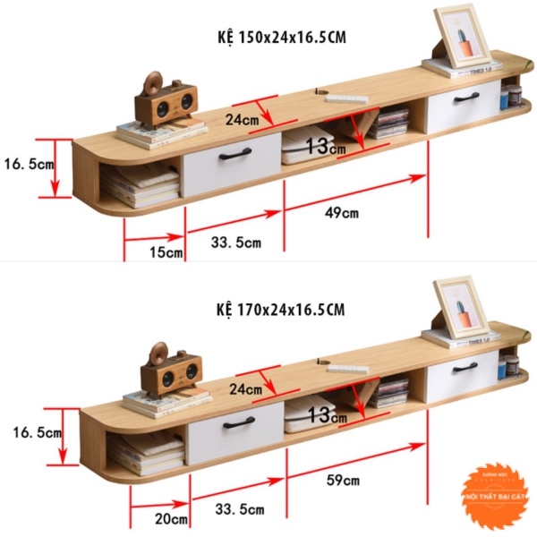 Kệ tivi thiết kế treo tường KTV166