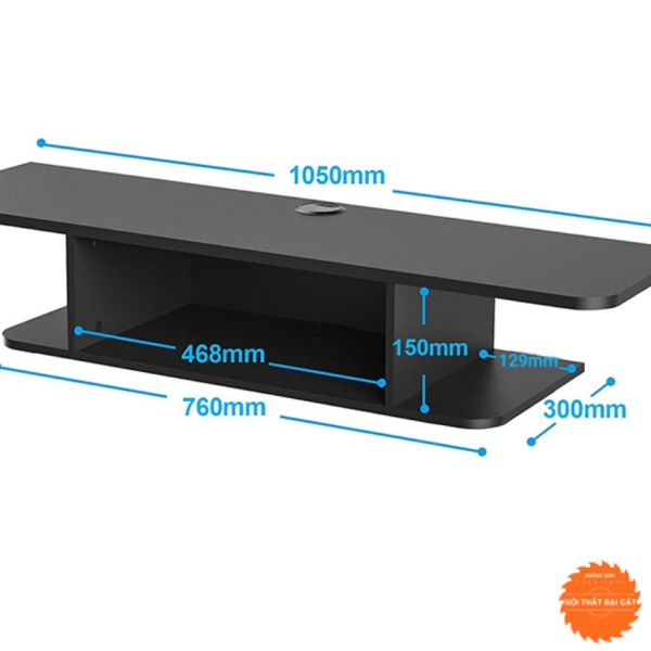 Kệ tivi treo tường gỗ đen đẹp KTV167