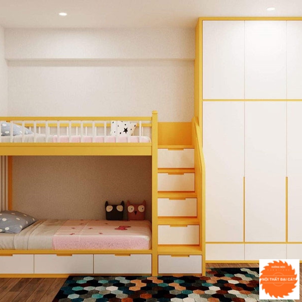 Giường tầng kết hợp tủ áo quần GT014