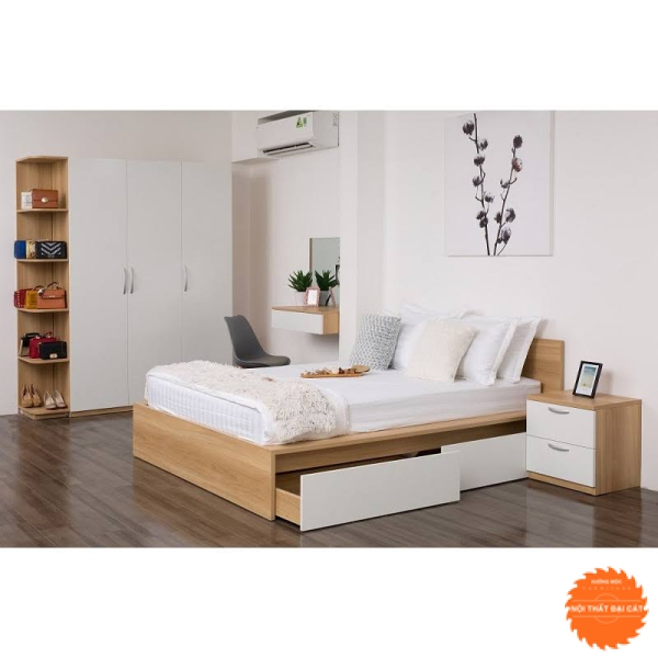 Giường ngủ gỗ 2 hộc kéo đẹp G028