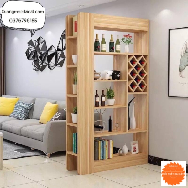 Kệ vách ngăn phòng khách bằng gỗ VN020