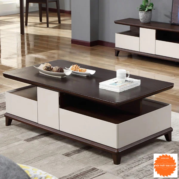Bàn sofa gỗ màu đen trắng BS024