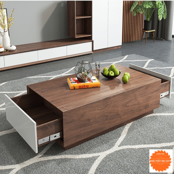 Bàn sofa gỗ thiết kế hộc kéo 2 đầu BS033