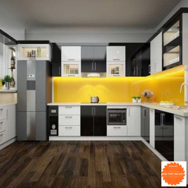 Tủ bếp có quầy bar thiết kế hiện đại ĐB009