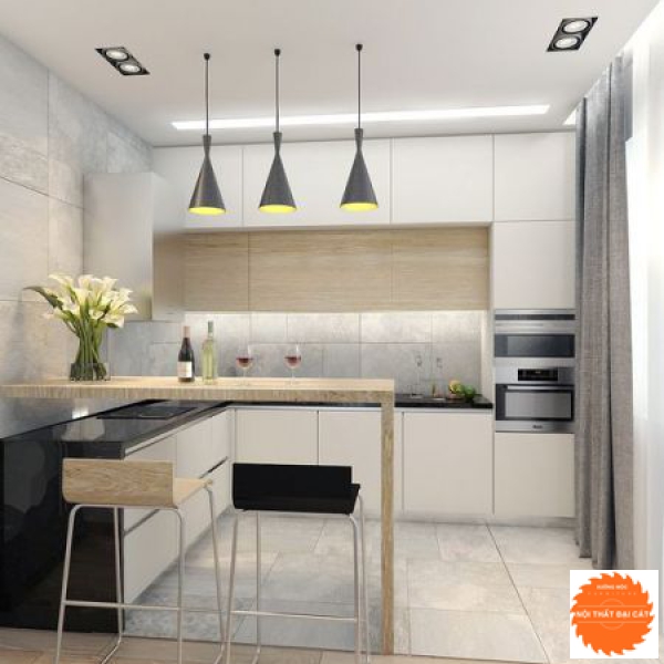 Quầy bar nhỏ kết hợp tủ bếp cho nhà bếp ĐB021